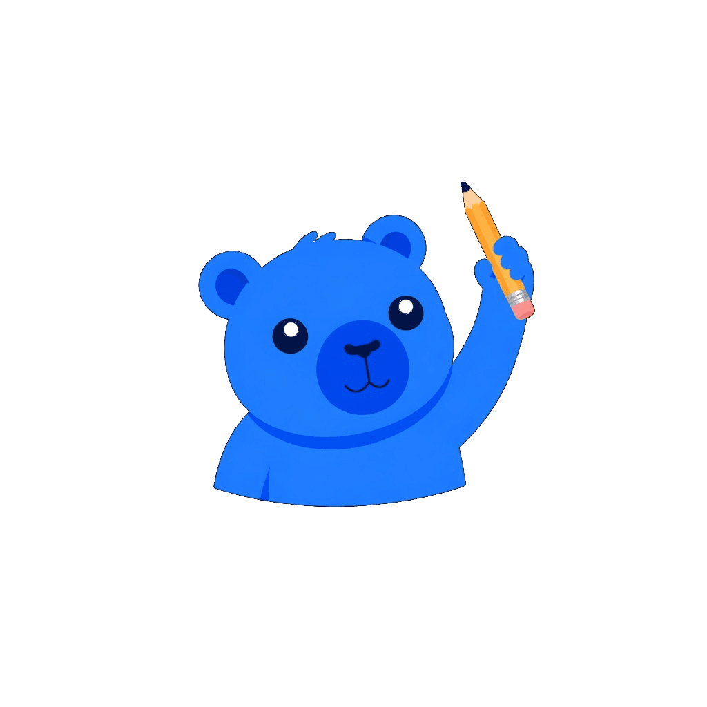 Capy, a blue capybara mascot holding a pencil